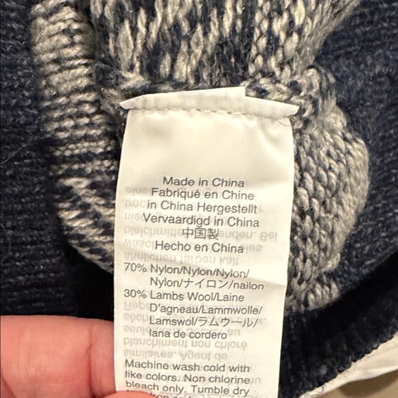 J. Crew Factory Blue and White Geometric Crewneck Sweater - Picture 3 of 4